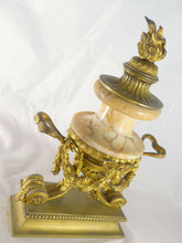 Load image into Gallery viewer, Ancienne Paire de Cassolettes XIXè Style LOUIS XVI Marbre et Bronze Doré 32cm