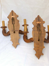 Load image into Gallery viewer, Vintage PAIR French Carved Wood Shell Rococo Wall Light Sconce Louis XV Rare