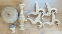 Load image into Gallery viewer, Large Antique Carved French Wood Gothic Chimera Chandelier 4 Lights Griffin 1900