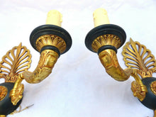 Load image into Gallery viewer, Antique PAIR French Empire Wall Light Sconce 2 Lights Swan Gilded Bronze 1900