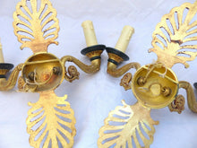 Load image into Gallery viewer, Antique PAIR French Empire Wall Light Sconce 2 Lights Swan Gilded Bronze 1900