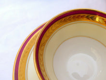 Load image into Gallery viewer, Set 8x Moka Cup Empire Gilded Palmettes by Limoges Porcelain Wine Red & Cream