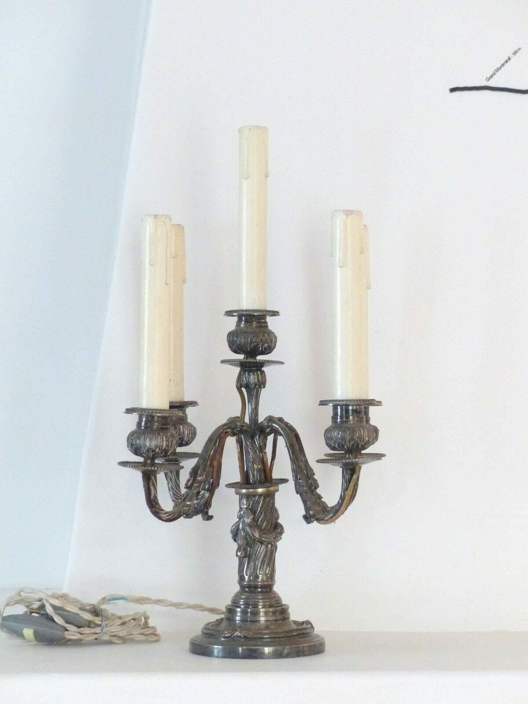 Gorgeous 19th Antique Candelabra Silverplated Bronze Louis XVI style - 5 lights