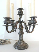 Load image into Gallery viewer, Gorgeous 19th Antique Candelabra Silverplated Bronze Louis XVI style - 5 lights