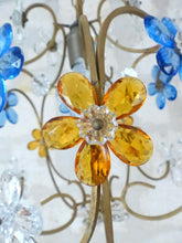 Load image into Gallery viewer, Blue Vintage French Amber Flower Prisms Maison Bagues Style Chandelier 1960's