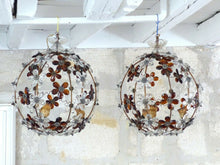 Load image into Gallery viewer, XXL 16" RARE PAIR Ceiling Chandelier Prisms Flowers Maison Bagues Style 1930