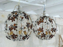 Load image into Gallery viewer, XXL 16" RARE PAIR Ceiling Chandelier Prisms Flowers Maison Bagues Style 1930