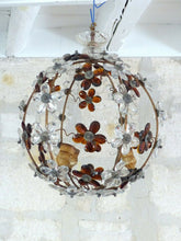 Load image into Gallery viewer, XXL 16" RARE PAIR Ceiling Chandelier Prisms Flowers Maison Bagues Style 1930