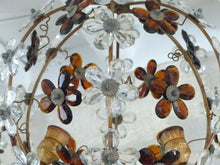 Load image into Gallery viewer, XXL 16" RARE PAIR Ceiling Chandelier Prisms Flowers Maison Bagues Style 1930