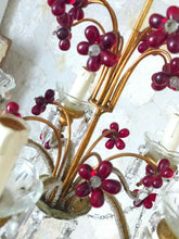 Load image into Gallery viewer, Gorgeous Vintage Macaroni Beaded Murano Drops Chandelier Italian Red Prism 1950