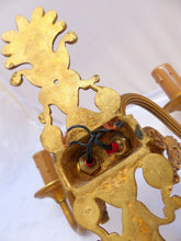 Load image into Gallery viewer, Vintage Set 3x French Empire Wall Light Sconce 2 Light Gilded Bronze brass 1960