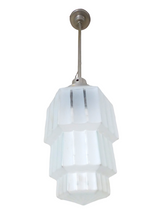 Load image into Gallery viewer, Gorgeous Antique French ART DECO Ceiling Suspension Chandelier 1930 Skyscraper
