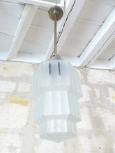 Load image into Gallery viewer, Gorgeous Antique French ART DECO Ceiling Suspension Chandelier 1930 Skyscraper