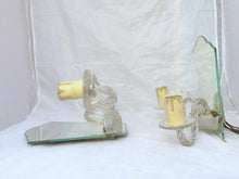 Load image into Gallery viewer, Antique Pair Italian Sconces Wall Light Murano Mirror 1930 Venitian Blown Glass