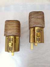 Load image into Gallery viewer, SCIOLARI 70's Gorgeous Vintage PAIR Wall Light sconce Gilded Metal Glass MURANO