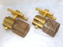 Load image into Gallery viewer, SCIOLARI 70's Gorgeous Vintage PAIR Wall Light sconce Gilded Metal Glass MURANO