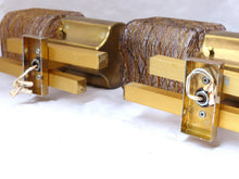 Load image into Gallery viewer, SCIOLARI 70's Gorgeous Vintage PAIR Wall Light sconce Gilded Metal Glass MURANO