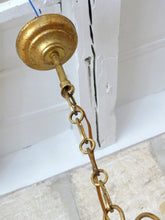 Load image into Gallery viewer, Vintage Chandelier Frosted Glass Drops Flowers Prisms Beads 1960 Italian Gilded