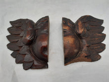 Load image into Gallery viewer, 17TH Antique PAIR French Carved Cherub Angel Head Walnut Wood Ornament Wings #2