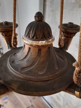 Load image into Gallery viewer, Antique French 4 Arms Rare Gilded Curved Wood Chandelier Ceiling Empire Pine