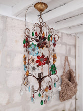 Load image into Gallery viewer, OMG Antique Murano Chandelier Lantern Multicolor Prisms 1930 Italian Ceiling
