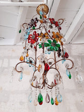 Load image into Gallery viewer, OMG Antique Murano Chandelier Lantern Multicolor Prisms 1930 Italian Ceiling