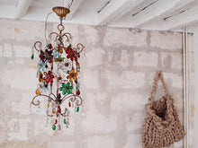 Load image into Gallery viewer, OMG Antique Murano Chandelier Lantern Multicolor Prisms 1930 Italian Ceiling