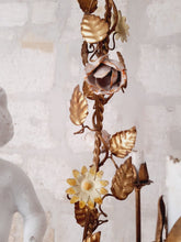 Load image into Gallery viewer, Excpt. XL Italian Mid-Century Gilt Iron Cherub Floral Chandelier Ceiling 10light