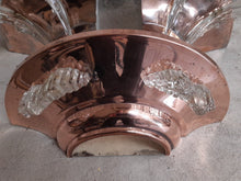Load image into Gallery viewer, Antique Set 2x Anglewall 1x Wall Light Sconce ART DECO Glass & Copper metal 1930