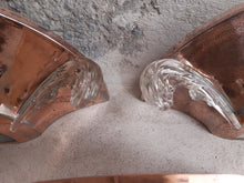 Load image into Gallery viewer, Antique Set 2x Anglewall 1x Wall Light Sconce ART DECO Glass & Copper metal 1930