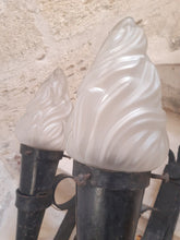 Load image into Gallery viewer, Pair French Wall Light Torch Gothic Castle Iron 1930 Medieval - LYS Flowers