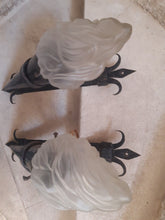Load image into Gallery viewer, Pair French Wall Light Torch Gothic Castle Iron 1930 Medieval - LYS Flowers