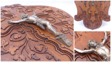 Load image into Gallery viewer, Antique French Crucifix Wood Plaque Religious Cross Frame RARE 19th Jesus