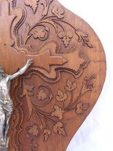 Load image into Gallery viewer, Antique French Crucifix Wood Plaque Religious Cross Frame RARE 19th Jesus