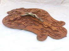 Load image into Gallery viewer, Antique French Crucifix Wood Plaque Religious Cross Frame RARE 19th Jesus