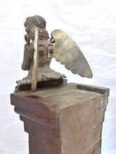 Load image into Gallery viewer, 19TH Gorgeous PAIR antique Winged Angel Putti Statue Church Altar Salvage Bronze
