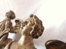 Load image into Gallery viewer, 19TH PAIR Antique Religious Winged Angel Putti Statue Silverplate Bronze 9" RARE