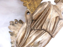 Load image into Gallery viewer, 19TH PAIR Antique Religious Winged Angel Putti Statue Silverplate Bronze 9" RARE