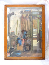 Load image into Gallery viewer, 1900 Set 3x Antique Painting Theme Gypsy Trailers Signed Veuillet 26x19" Framed