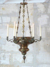 Load image into Gallery viewer, Huge French Sanctuary Church Bronze Chandelier Ceiling Religious 19TH Gothic