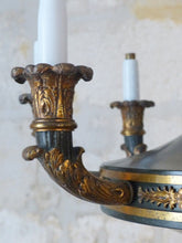 Load image into Gallery viewer, HUGE Antique French 8 Arms Ormolu Bronze Tole Chandelier Ceiling Empire 19TH