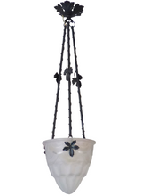 Load image into Gallery viewer, XL Antique French ART DECO Ceiling Suspension Chandelier 1930 Signed COMPIEGNE