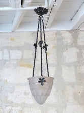 Load image into Gallery viewer, XL Antique French ART DECO Ceiling Suspension Chandelier 1930 Signed COMPIEGNE