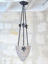 Load image into Gallery viewer, XL Antique French ART DECO Ceiling Suspension Chandelier 1930 Signed COMPIEGNE
