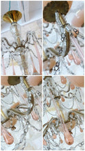 Load image into Gallery viewer, OMG Antique Chandelier PINK Opaline Drops Cup Beads 1930 MURANO RARE 8 lights