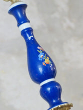 Load image into Gallery viewer, Charming Vintage 1950 Ceramic Cobalt Blue Chandelier Gilded metal 5 lights