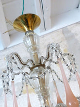 Load image into Gallery viewer, OMG Antique Chandelier PINK Opaline Drops Cup Beads 1930 MURANO RARE 8 lights