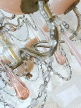 Load image into Gallery viewer, OMG Antique Chandelier PINK Opaline Drops Cup Beads 1930 MURANO RARE 8 lights