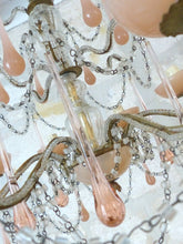 Load image into Gallery viewer, OMG Antique Chandelier PINK Opaline Drops Cup Beads 1930 MURANO RARE 8 lights