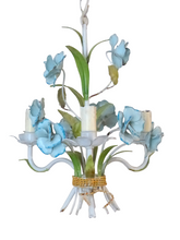 Load image into Gallery viewer, Charming Florentine Chandelier Enameld Metal Tole Flowers 60's Italian Ceiling